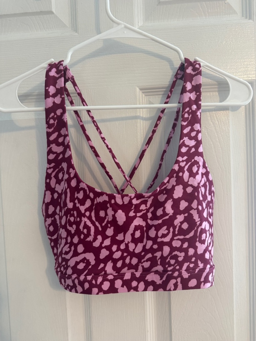 Spiritual Gangster Purple Animal-Print Crisscross Sports Bralette